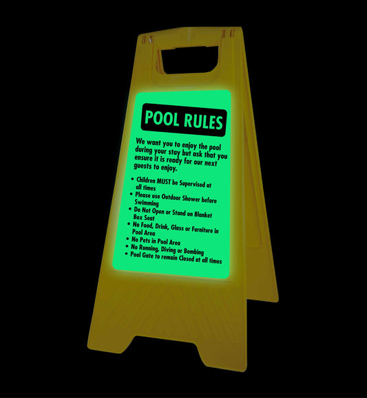 Glow In The Dark - Yellow A-Frame - Pool Rules 4