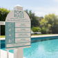 Pool Rules Sign Arch Aqua
