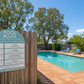 Pool Rules Sign Arch Aqua Background