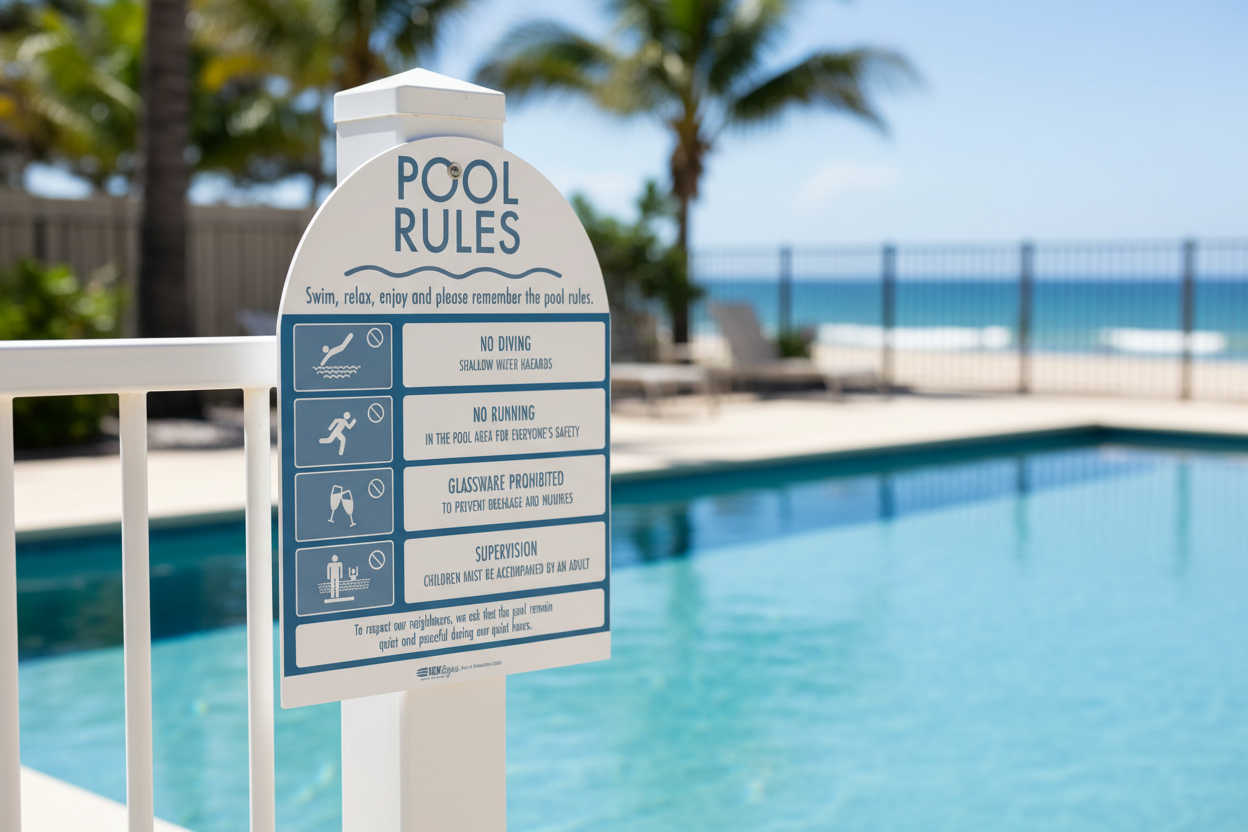 Pool Rules Sign Arch Ocean