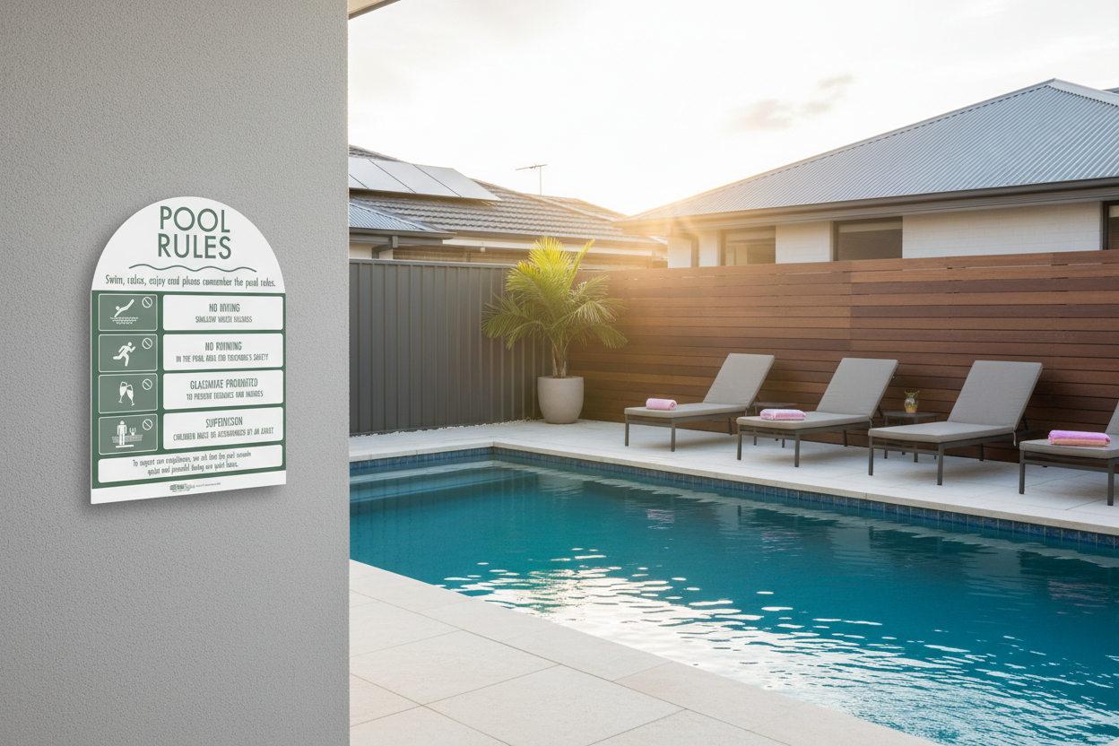 Pool Rules Sign Arch Sage