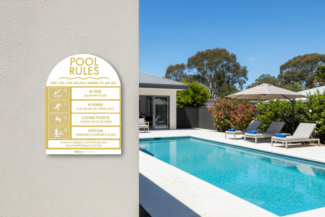Pool Rules Sign Arch Sunshine