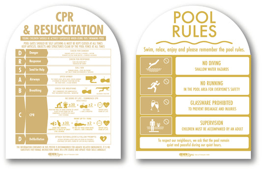 CPR Sign & Pool Rules Sign Pack Arch Sunshine
