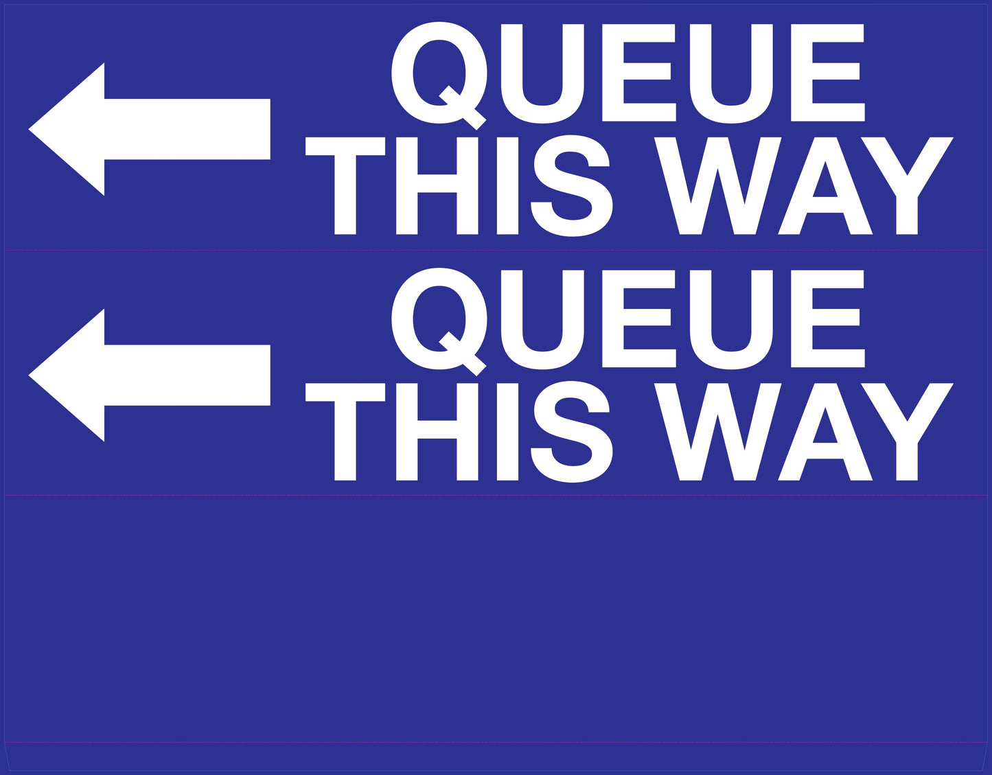 Queue This Way Left Arrow - Landscape Corflute Toblerone Signs