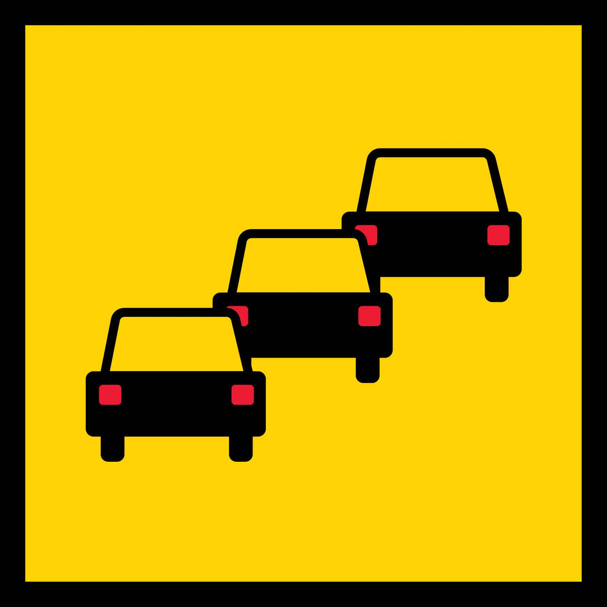 Queued Traffic Ahead Symbol Multi Message Traffic Sign