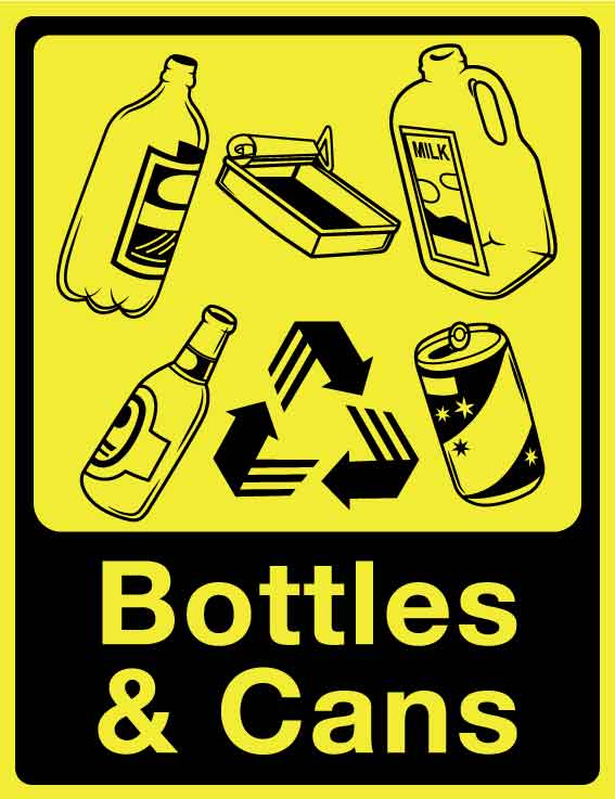 Recycle Bottles & Cans Wheelie Bin Stickers