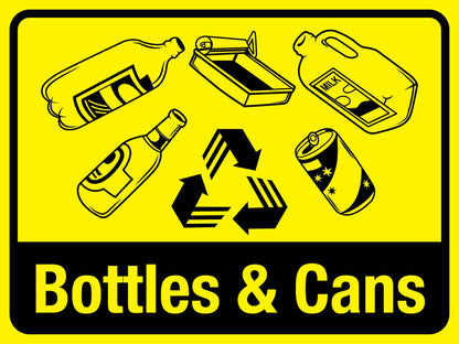 Recycle Bottles & Cans Large Bin Sticker