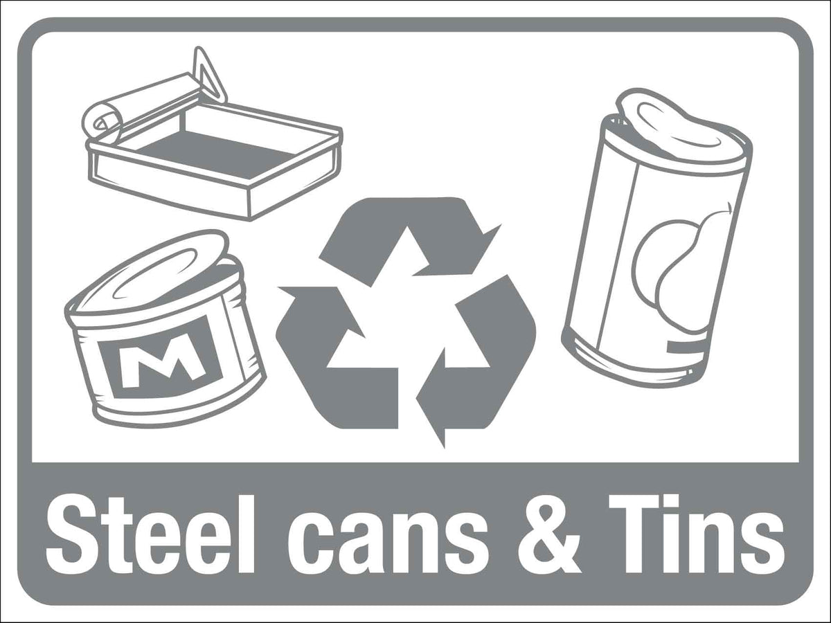 Can Collection Sticker Recycle Steel Cans & Tins Wheelie Bin Stickers – New Signs