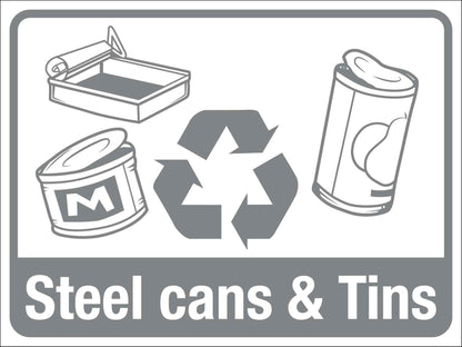 Recycle Steel Cans & Tins Large Bin Sticker