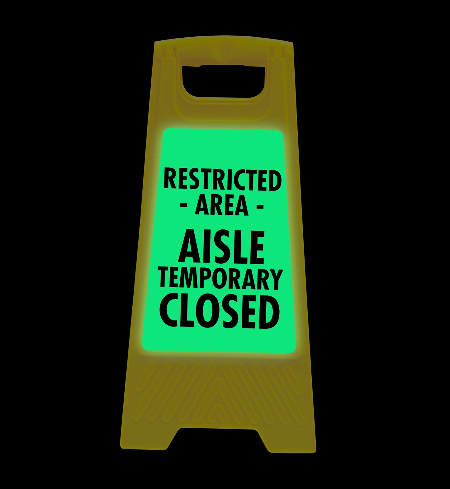 Glow In The Dark - Yellow A-Frame - Restricted Area Aisle Temporary Closed