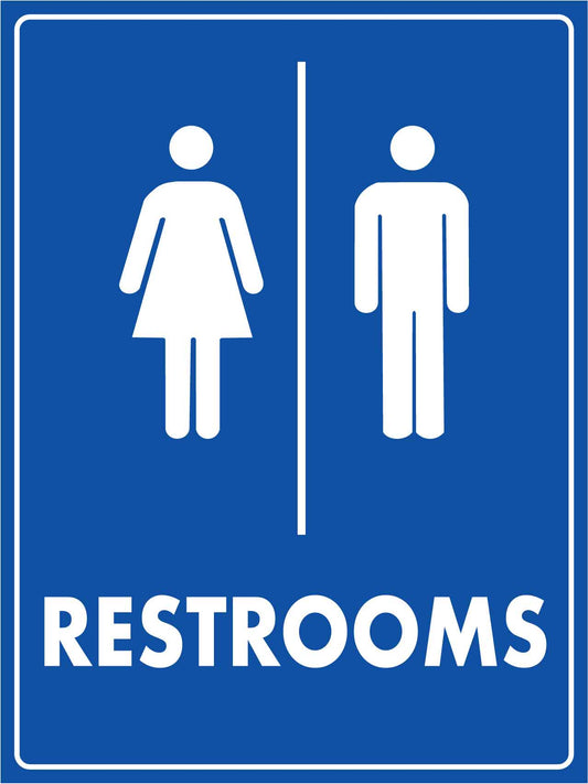 Restrooms Blue Sign