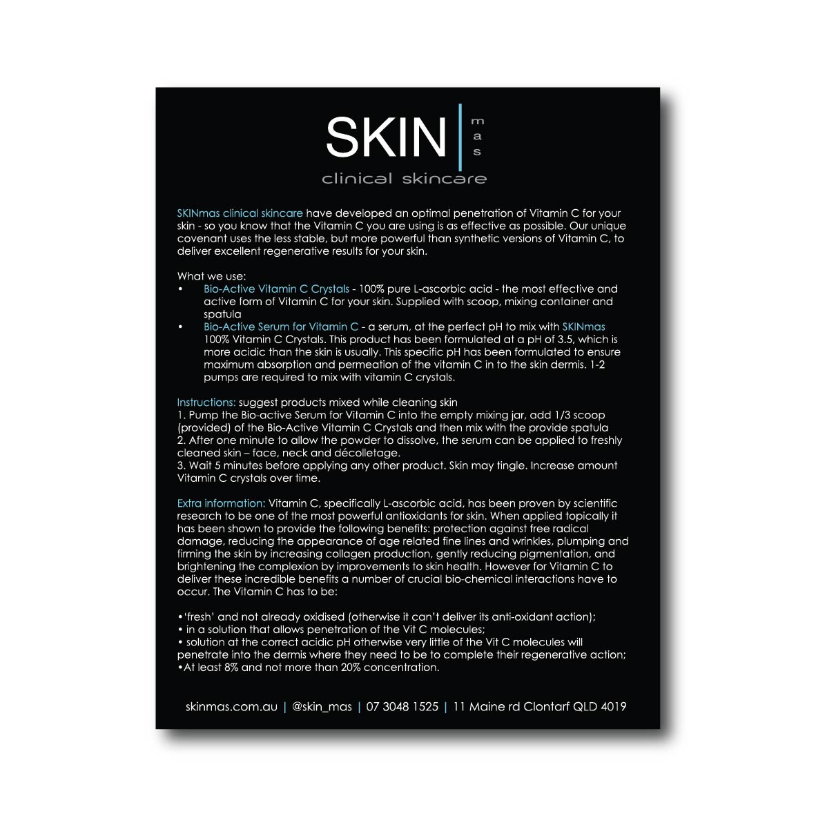 SM Skincare Vitamin C Instructions Flyer