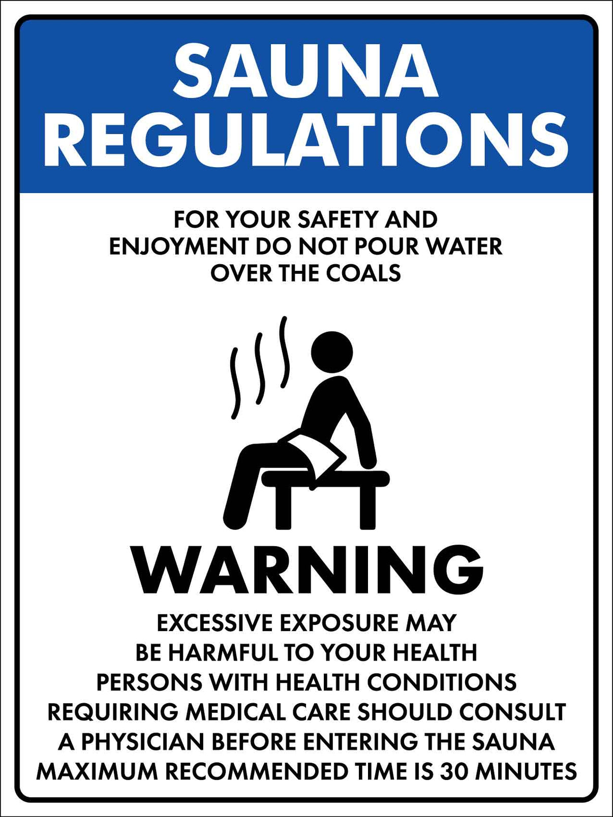 Sauna Regulations Sign New Signs