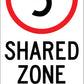 Shared Zone 5km Speed Limit - Corflute Bollard Traffic Signs