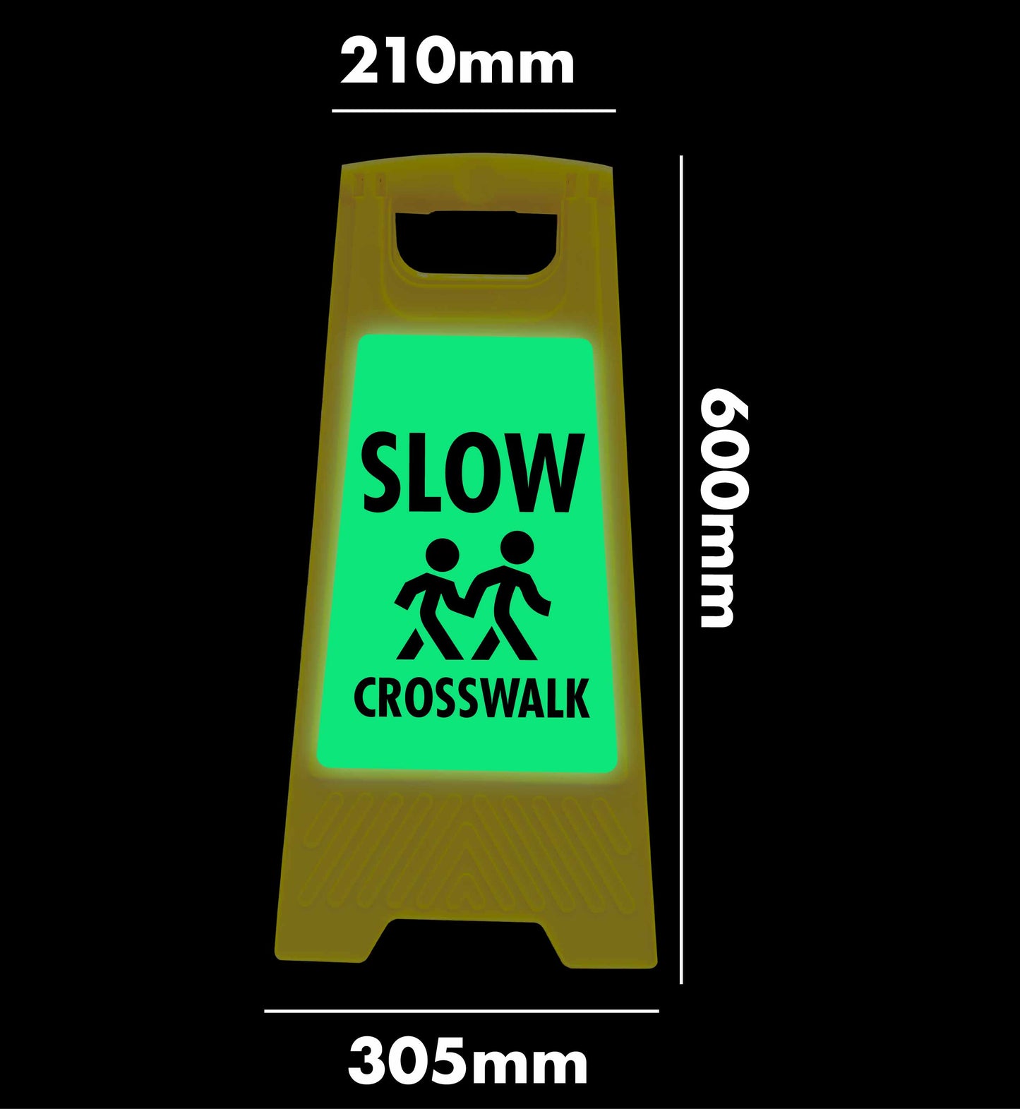 Glow In The Dark - Yellow A-Frame - Slow Crosswalk
