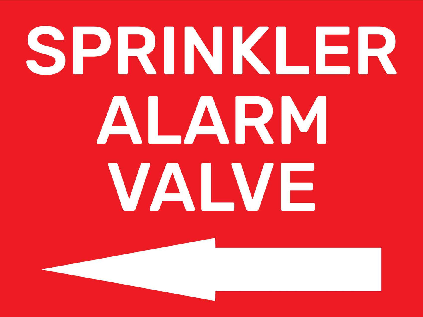 Sprinkler Alarm Valve Left Arrow Sign