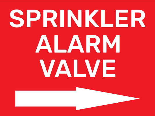 Sprinkler Alarm Valve Right Arrow Sign