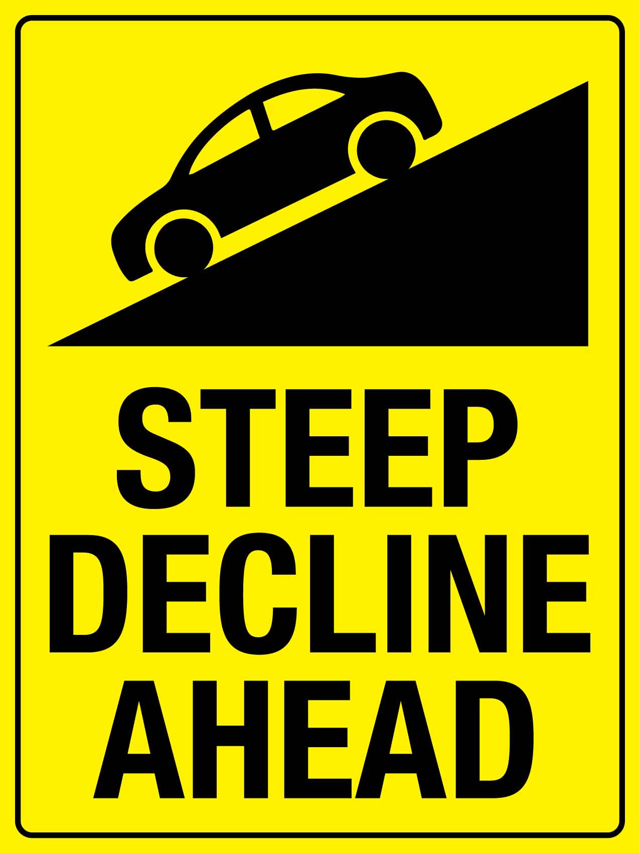 Steep Decline Ahead Sign