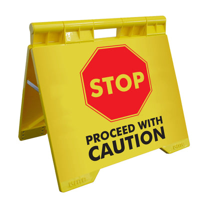 Stop Proceed With Caution - Evarite A-Frame Sign