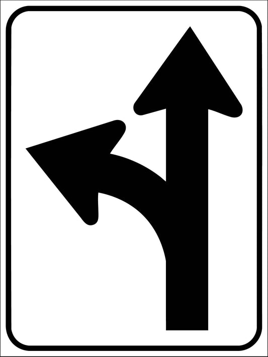 Straight And Left Turn Only Sign