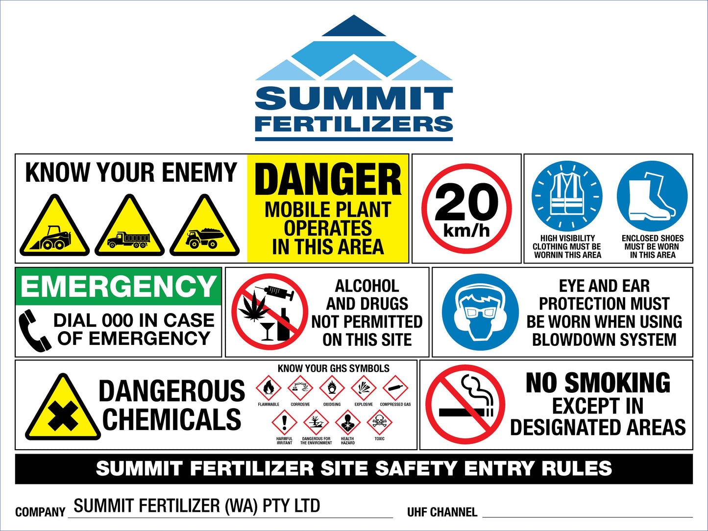 SF Summit Fertilizer Site Entry Sign 1200mm x 900mm