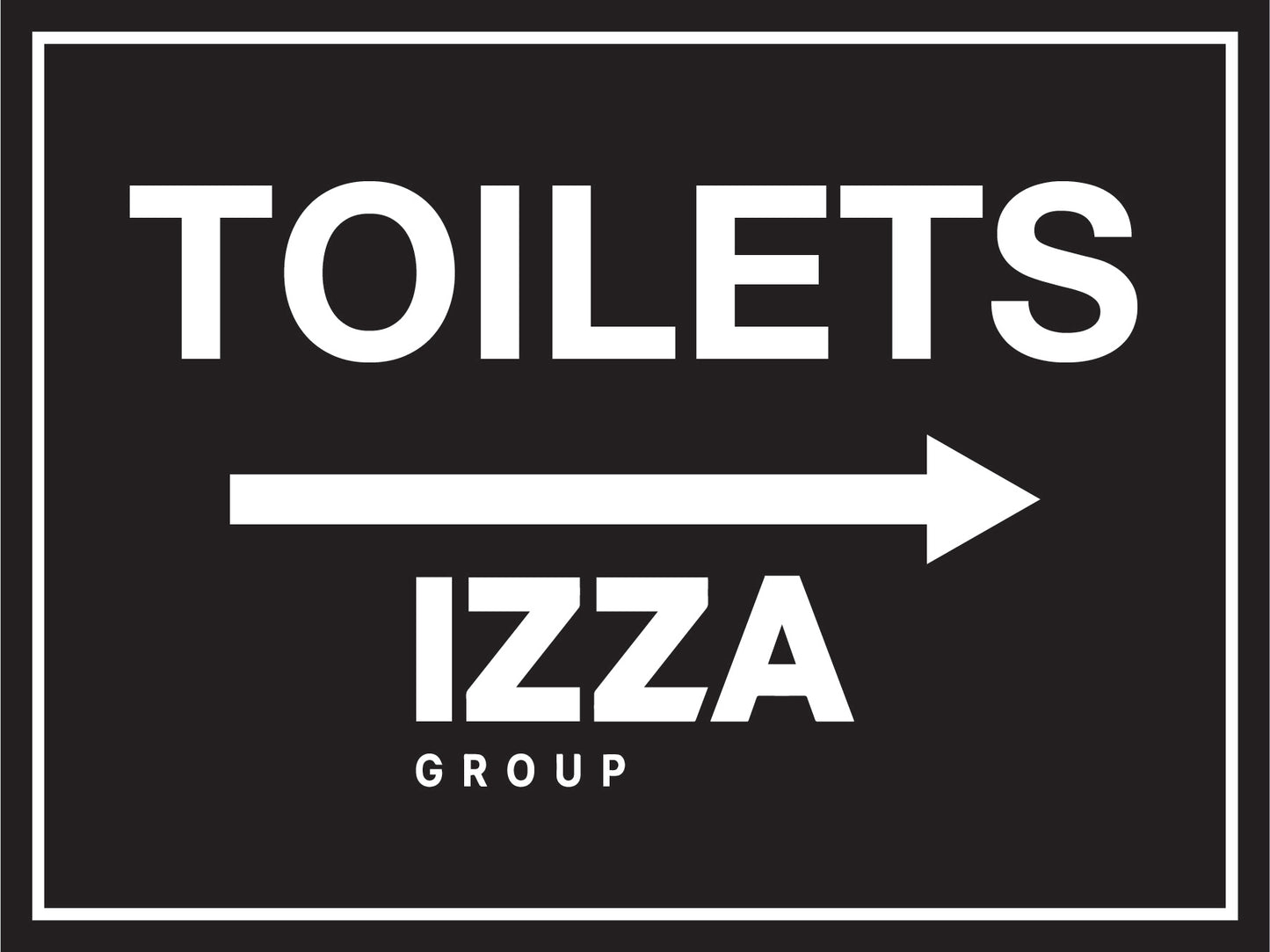 IZG Toilets Right Arrow 300mm x 225mm Sign