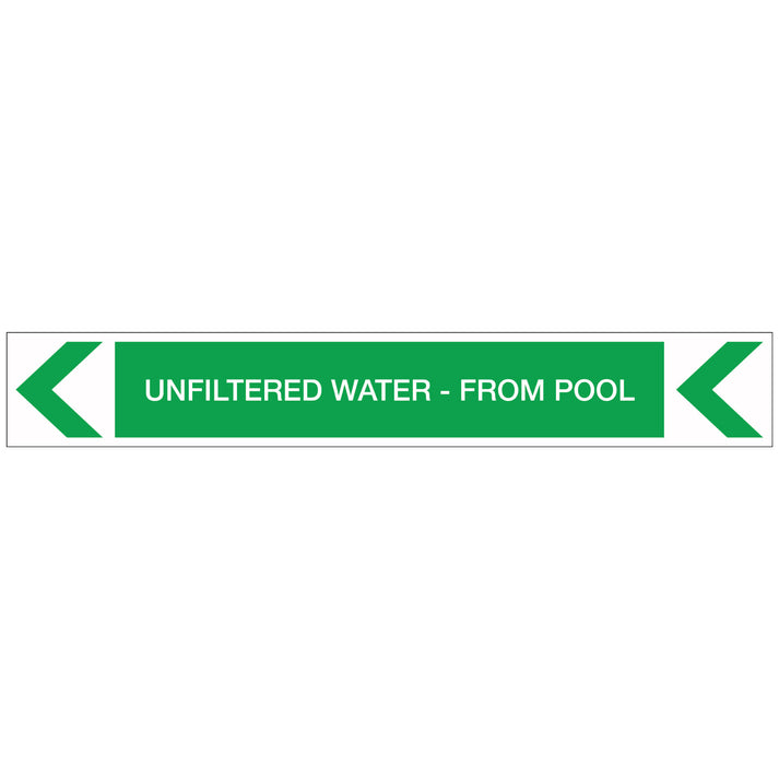 Pool/Spa - Unfiltered Water - From Pool (Left) - Pipe Marker Sticker ...