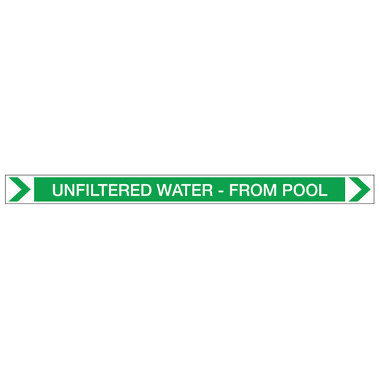Pool/Spa - Unfiltered Water - From Pool (Right) - Pipe Marker Sticker