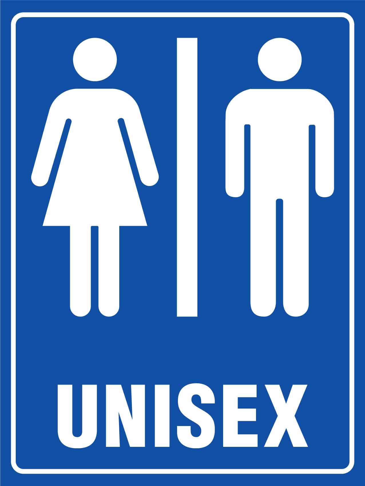 Unisex Toilet Symbol Blue Sign