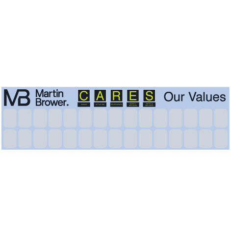 MB Our Values Sign 3638mm x 1000mm (supplied in 2 pieces)