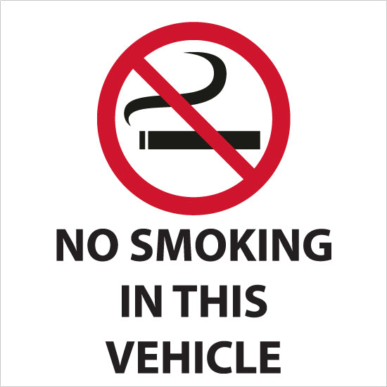 No Smoking In This Vehicle -Vehicle Sticker