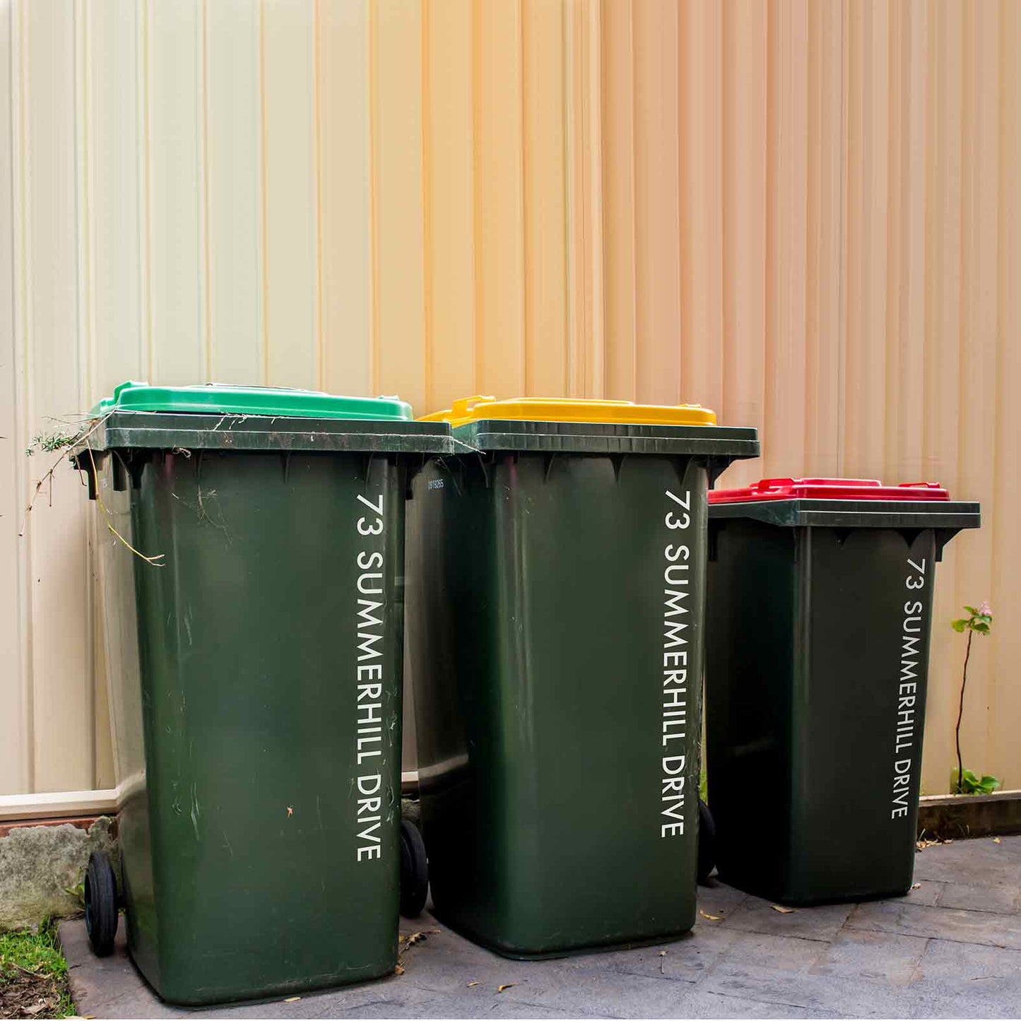 Custom Vertical Wheelie Bin Street Name & Number Sticker