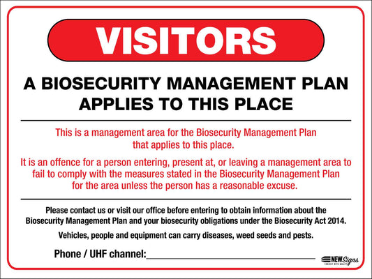 Visitors Biosecurity Management Plan QLD Sign