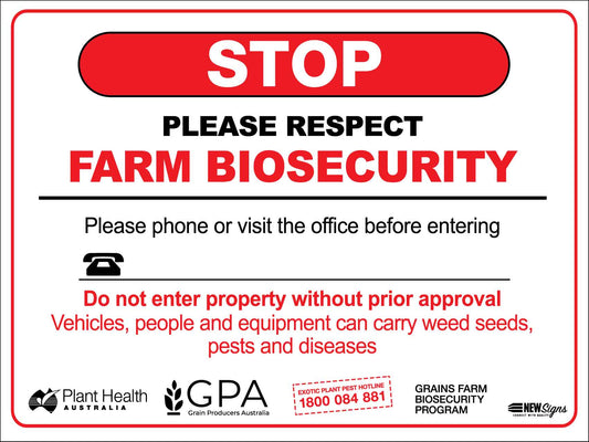 Visitors Farm Biosecurity Logos Sign