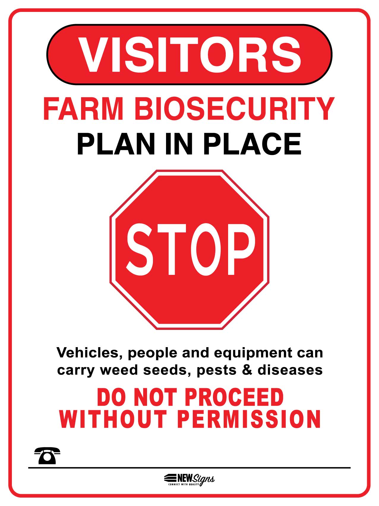 Visitors Farm Biosecurity Plan In Place Stop Sign