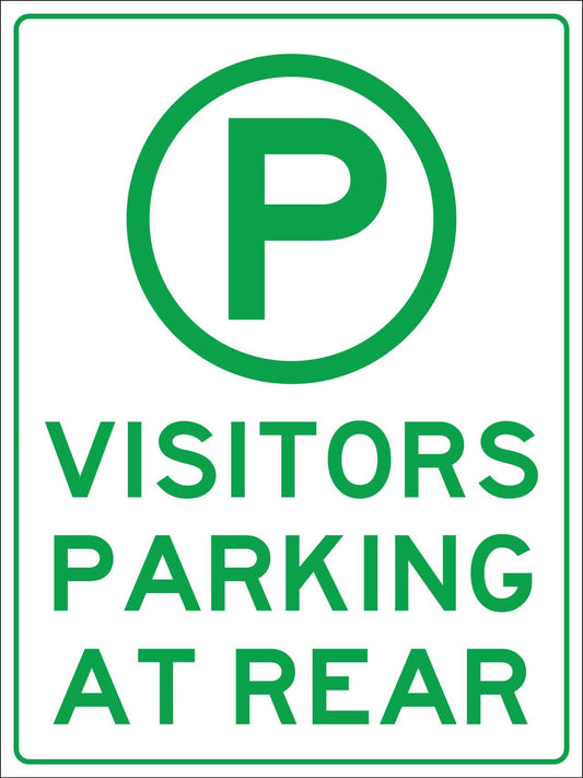 Visitors Parking At Rear Sign