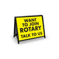 A-Frame Landscape Black - Want To Join Rotary Talk To Us Corflute Inserts