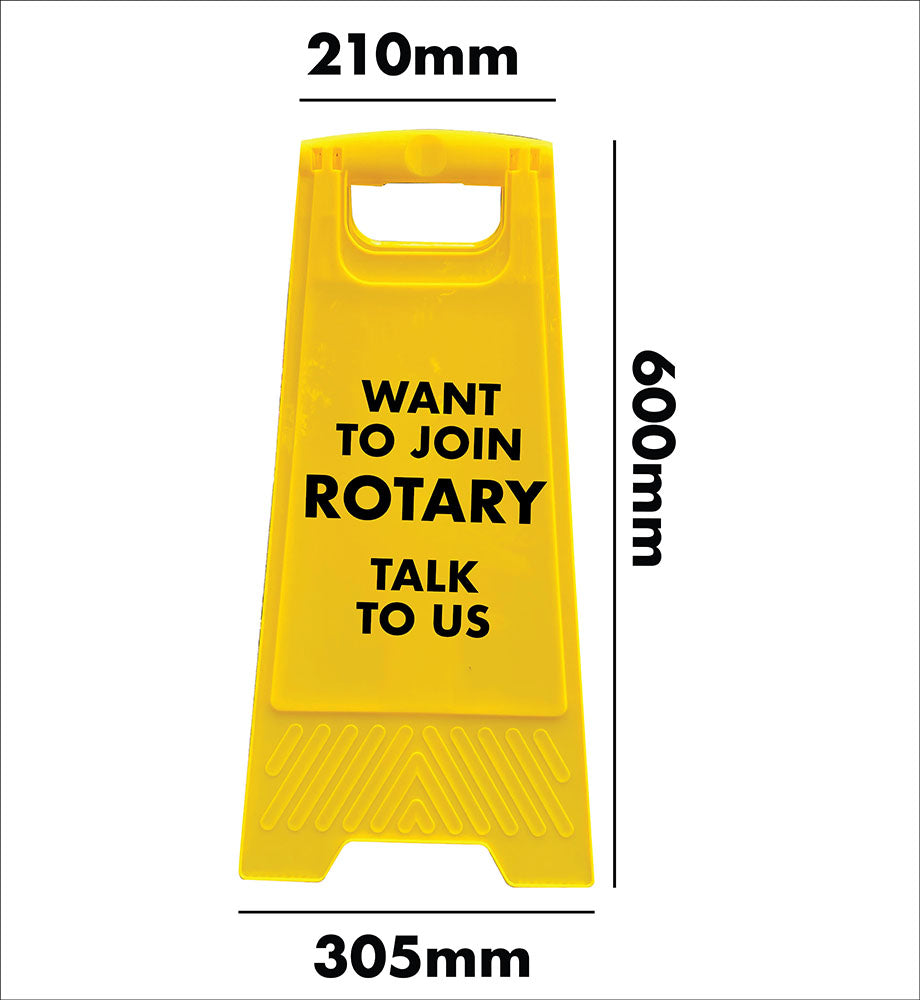 Yellow A-Frame - Want To Join Rotary Talk To Us