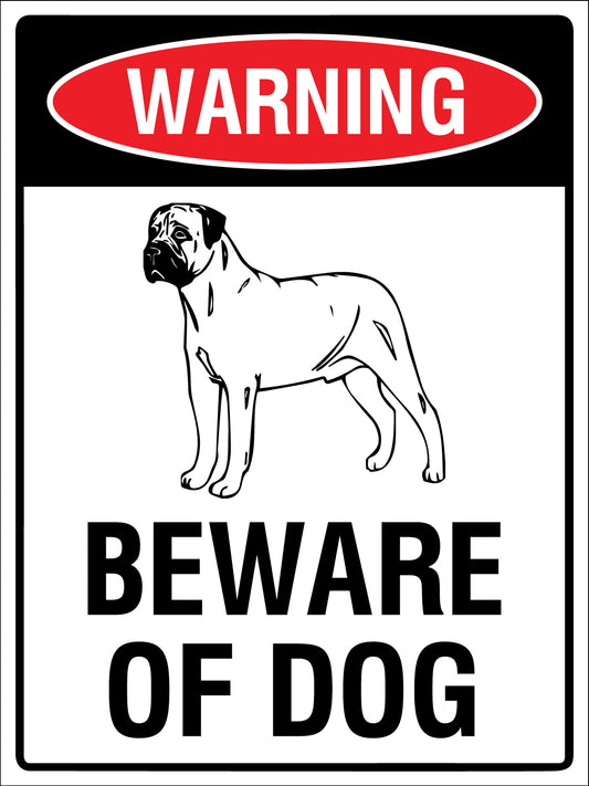 Warning Beware Of Dog Bullmastiff Sign