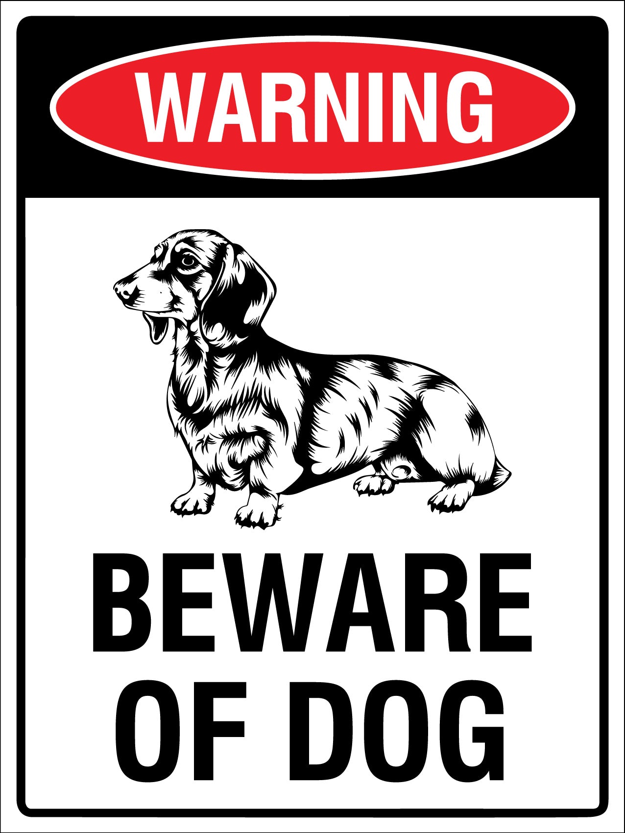 Warning Beware Of Dog Dachshund Sign