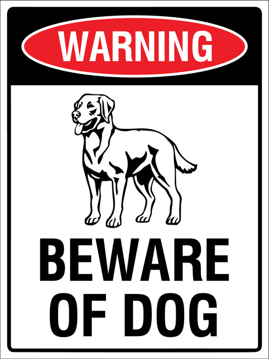 Warning Beware Of Dog Labrador Sign