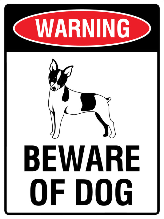 Warning Beware Of Dog Miniature Fox Terrier Sign