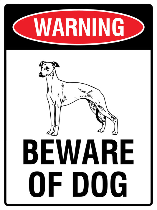 Warning Beware Of Dog Whippet Sign