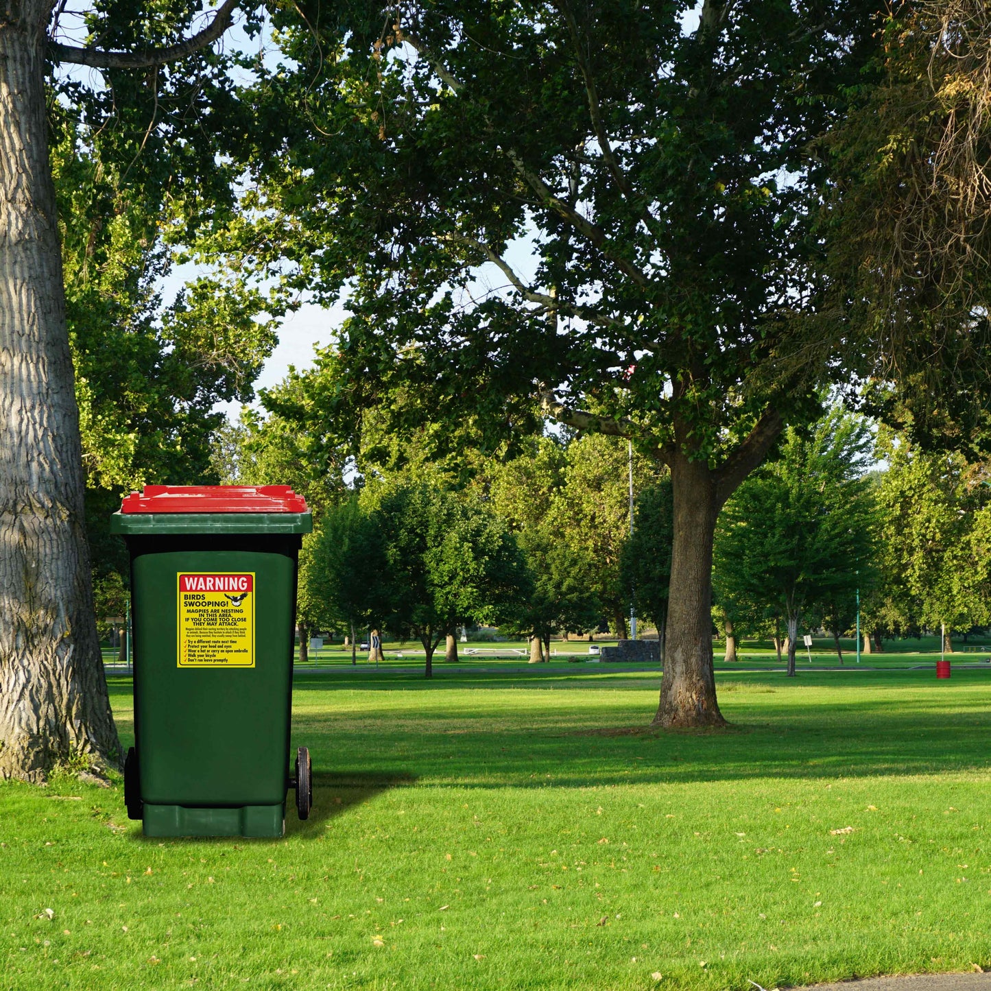 Warning Birds Swooping Wheelie Bin Sticker