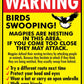 Warning Birds Swooping Wheelie Bin Sticker