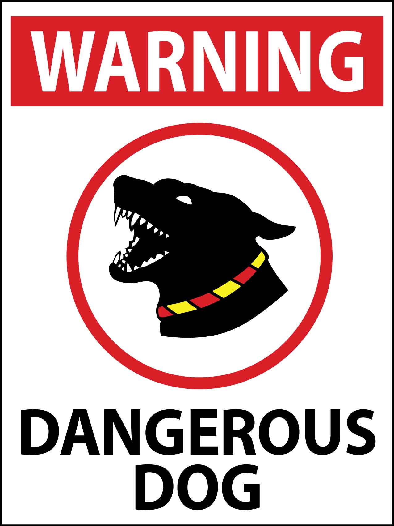 Warning Dangerous Dog Sign New Signs