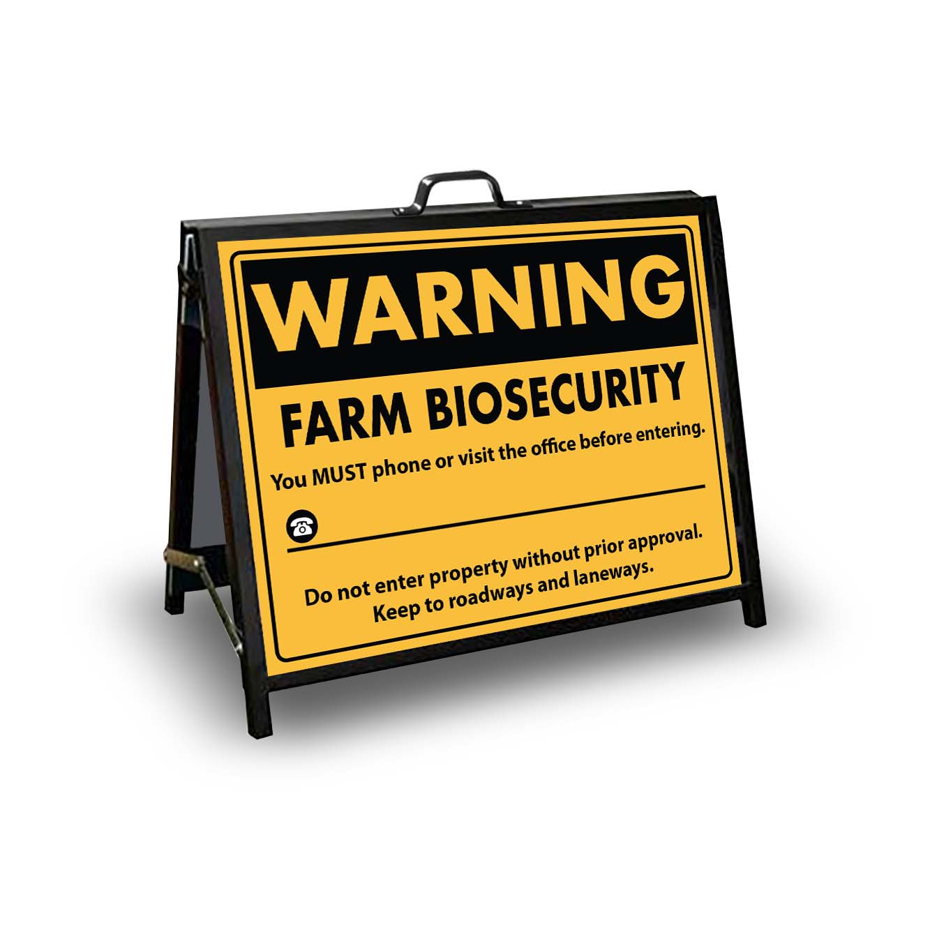A-Frame Landscape Black - Warning Farm Biosecurity Corflute Inserts
