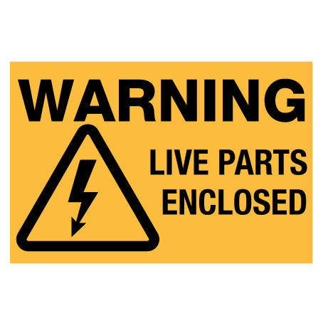 Warning Live Parts Enclosed (Rectangle) Decal