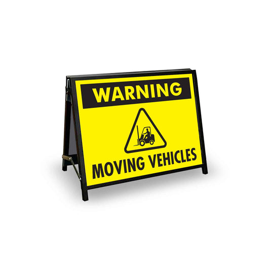 A-Frame Landscape Black - Warning Moving Vehicles Corflute Inserts