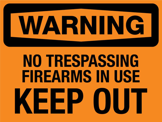 Warning No Trespassing Firearms In Use Keep Out Sign